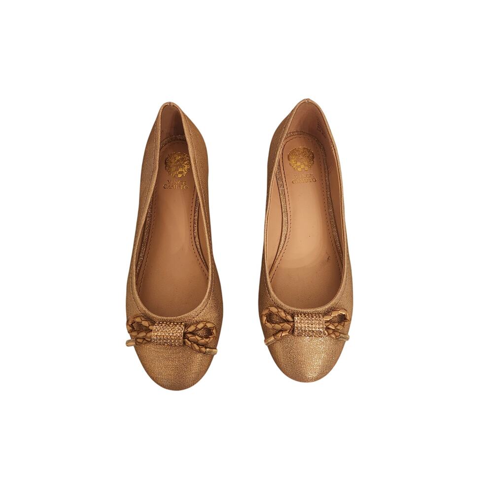 Vince Camuto Girls Penelope Gold Sparkly Flat Formal Shoe 11.5 - Picture 5 of 10